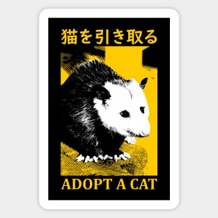 Adopt a Cat Opossum Yellow Sticker